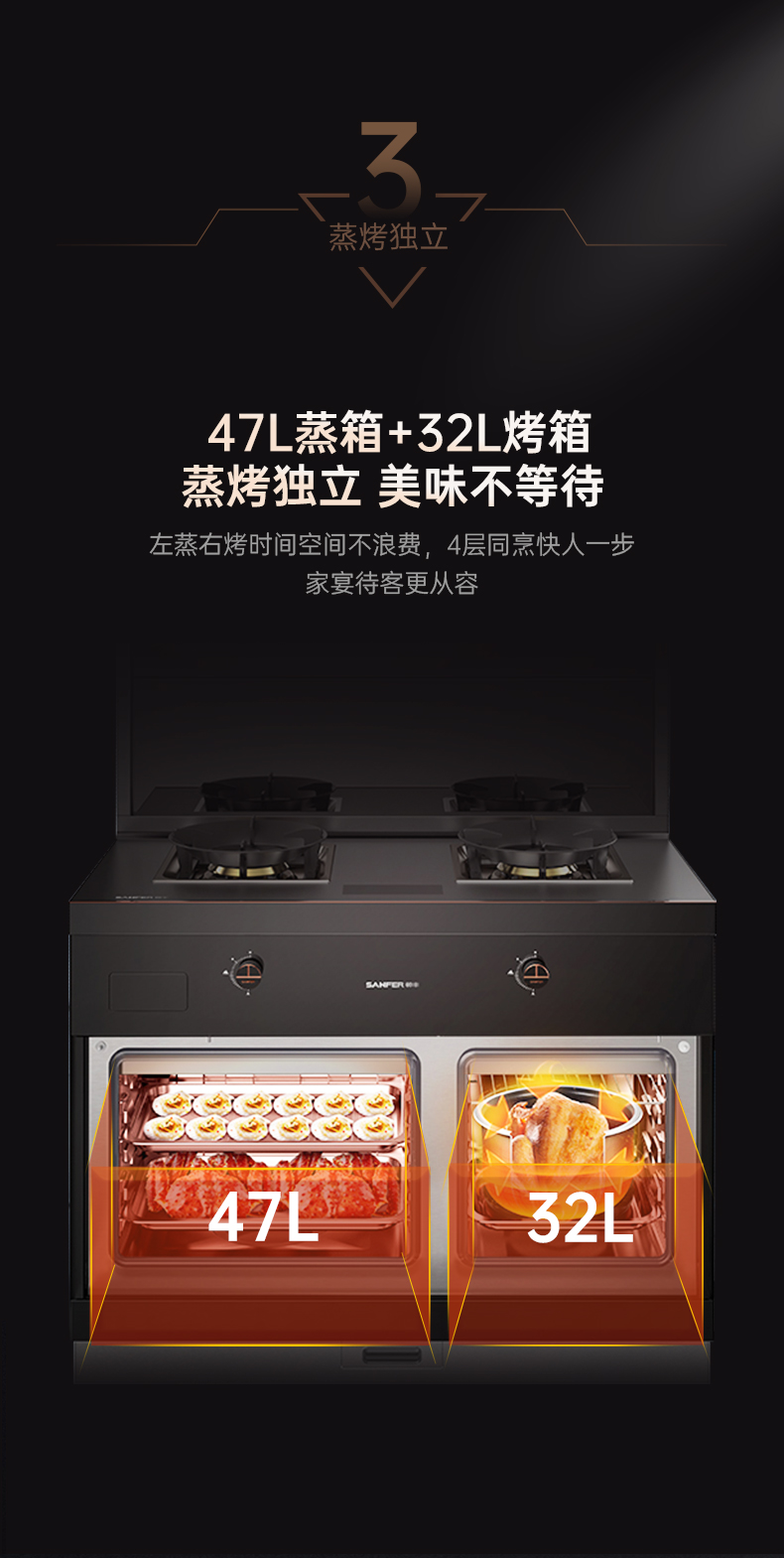 帥豐星辰X1雙子星蒸烤獨立(100)集成灶